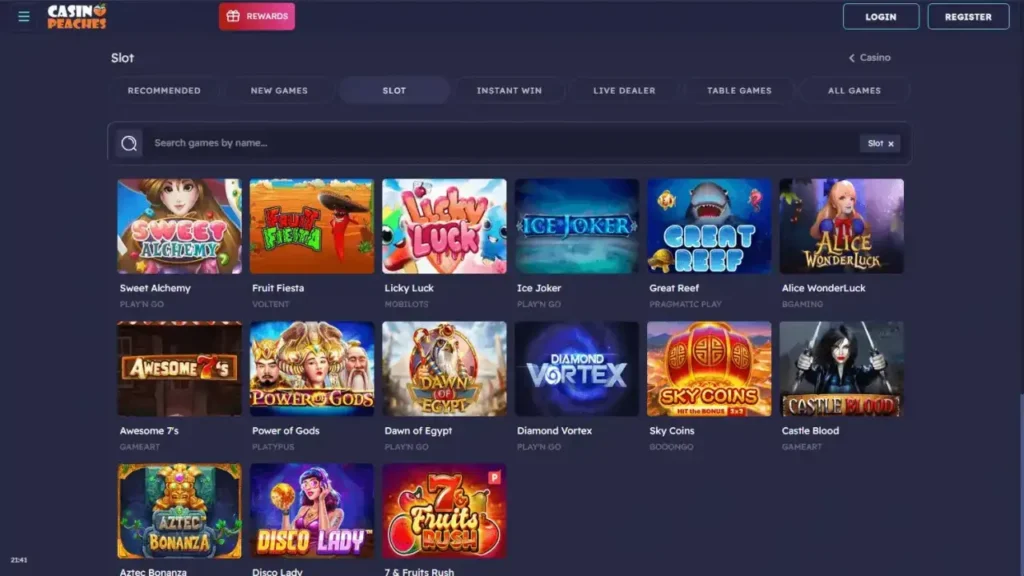 casino peaches boni